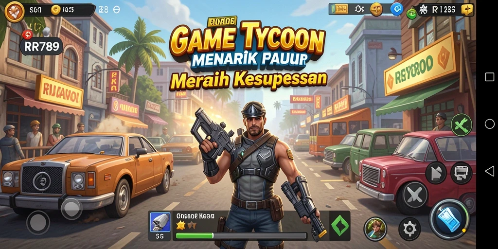 Tampilan gameplay RR789 yang memukau dan strategis dalam membangun kerajaan bisnis.