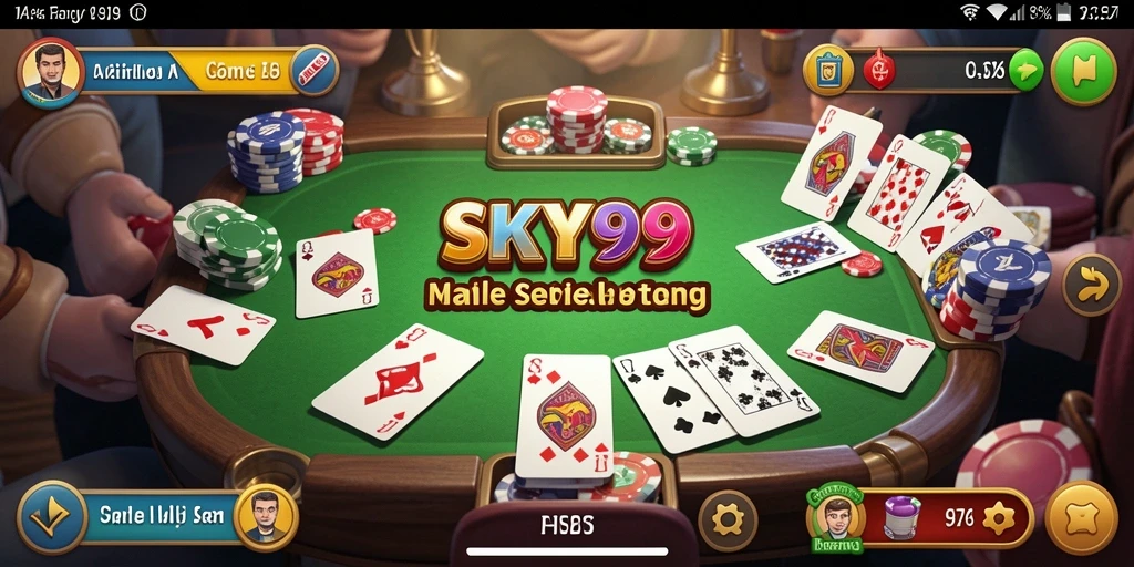Screenshot gameplay <strong>SKY99</strong> yang menunjukkan serunya bermain Gaple.