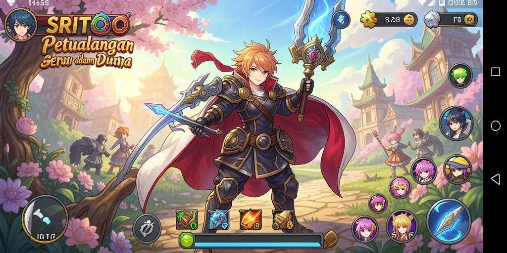 Tampilan gameplay <strong>SRITOTO</strong> menampilkan karakter Anime yang menjalani petualangan seru.
