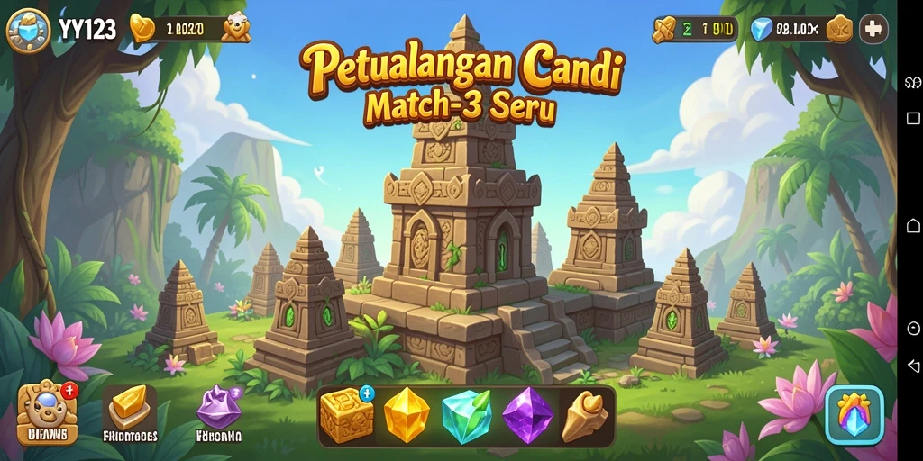 Tampilan gameplay Match-3 yang seru dan menantang di YY123.