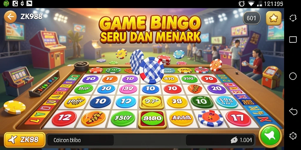 Tampilan gameplay seru ZK988 dengan fitur Bingo yang menarik.